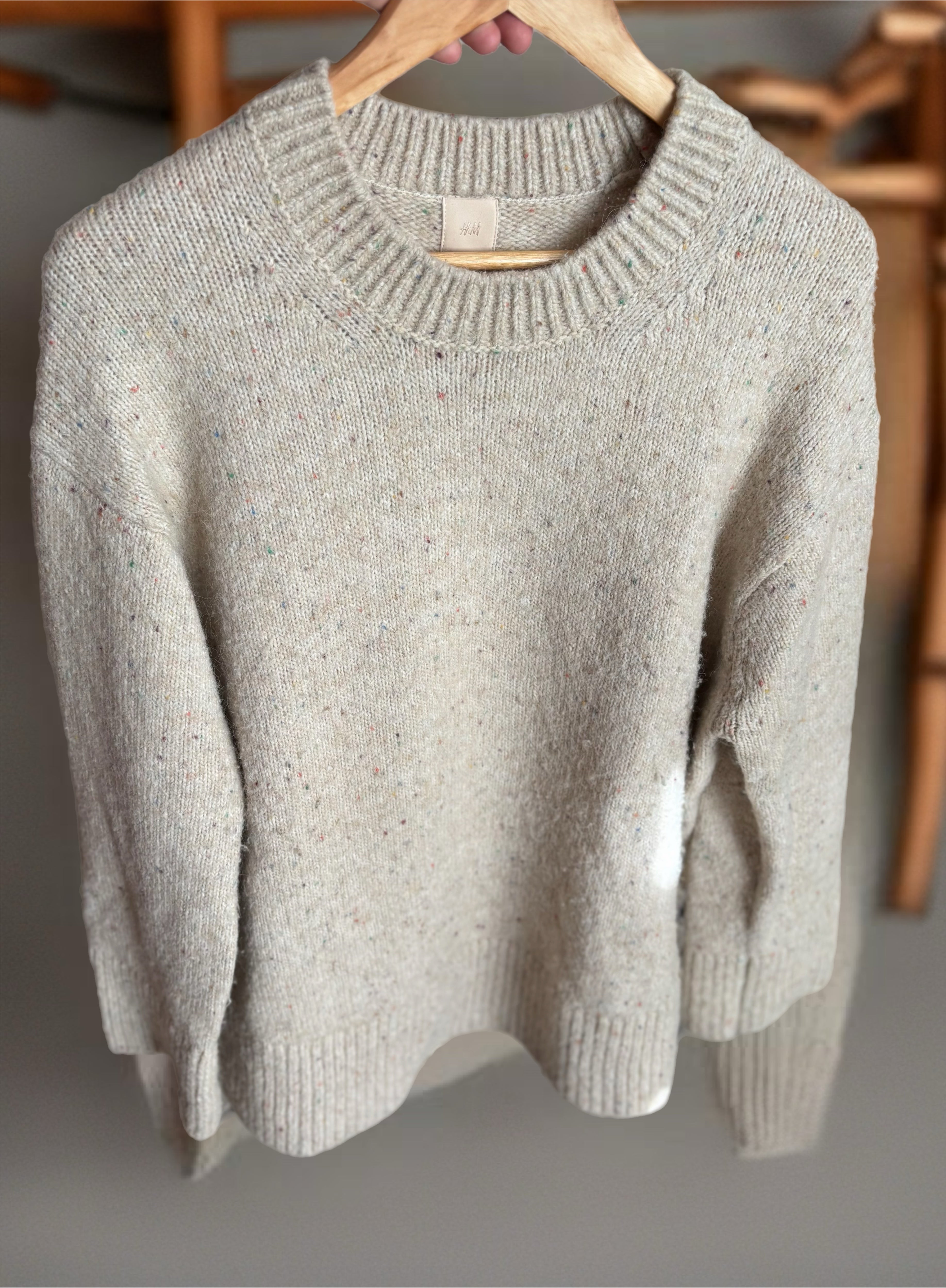 Warm Knitted Sweater beige and oversize
